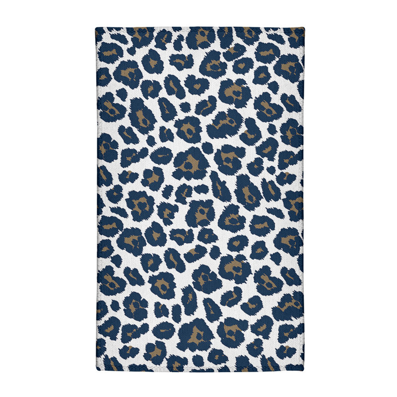 Imprimé animal blanc/bleu/Tapis décoratif grise, Rectangle 3 pi x 5 pi
