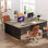 Bureau d'ordinateur 78,74 "extra long pour 2 personnes avec pieds en métal uniques pour le bureau à domicile
