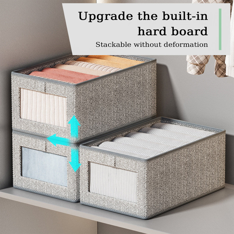 Wardrobe Clothes Organizer, Compartment Clothes Organizer With Support, Foldable Washable Laundry Drawer Organizer With Handle