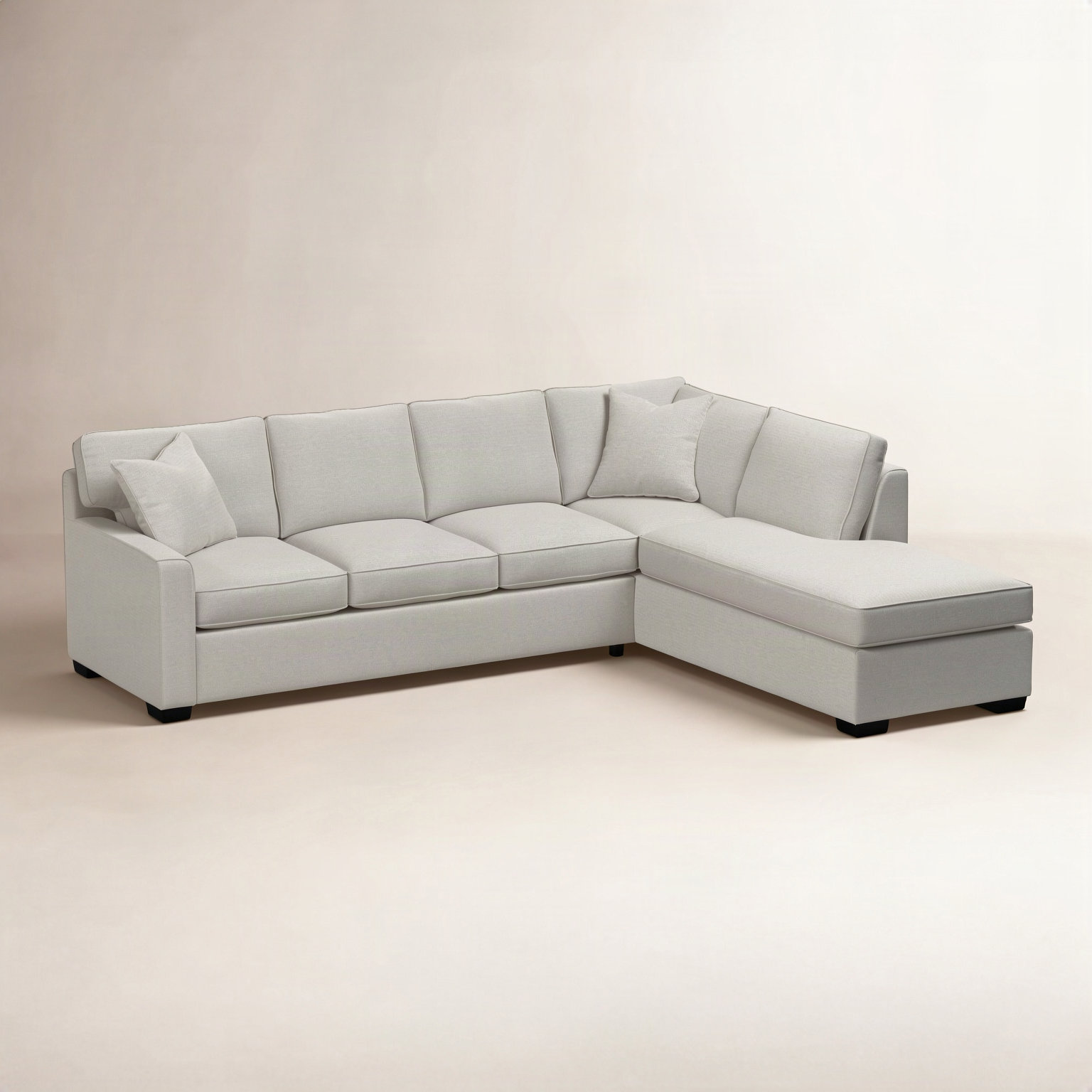 Frye Chaise Sectional, White Performance Fabric; 0851-94, Right Hand Facing, Black