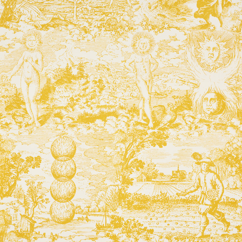 Schumacher x Johnson Hartig Modern Toile Fabric, Yellow
