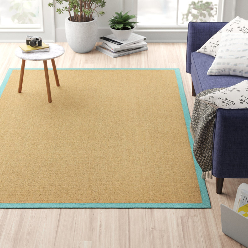 Keighley Sisal Beige/Aqua Blue Rug, Rectangle 160 x 230cm