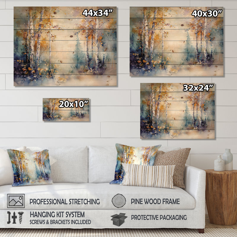 Symphonie vive de bouleaux forestiers III - Décoration murale traditionnelle en bois sur bois de pin naturel