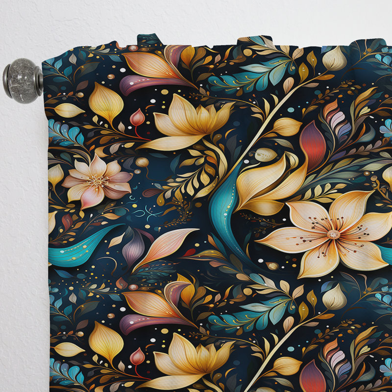Motif marocain Boho - rideau floral - rideau floral obscurcissant - 1 panneau, L 52 po x L 90 po