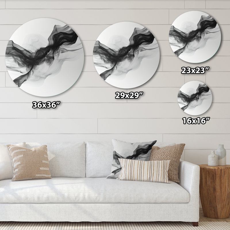 «Monicol Drift» - art mural abstrait en métal rond, L 29 po x H 29 po