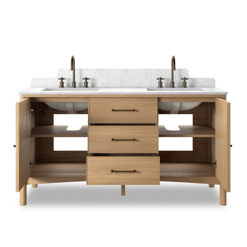 Lakeville Nyora Double Vanity-Carrara Marble, 60.5"