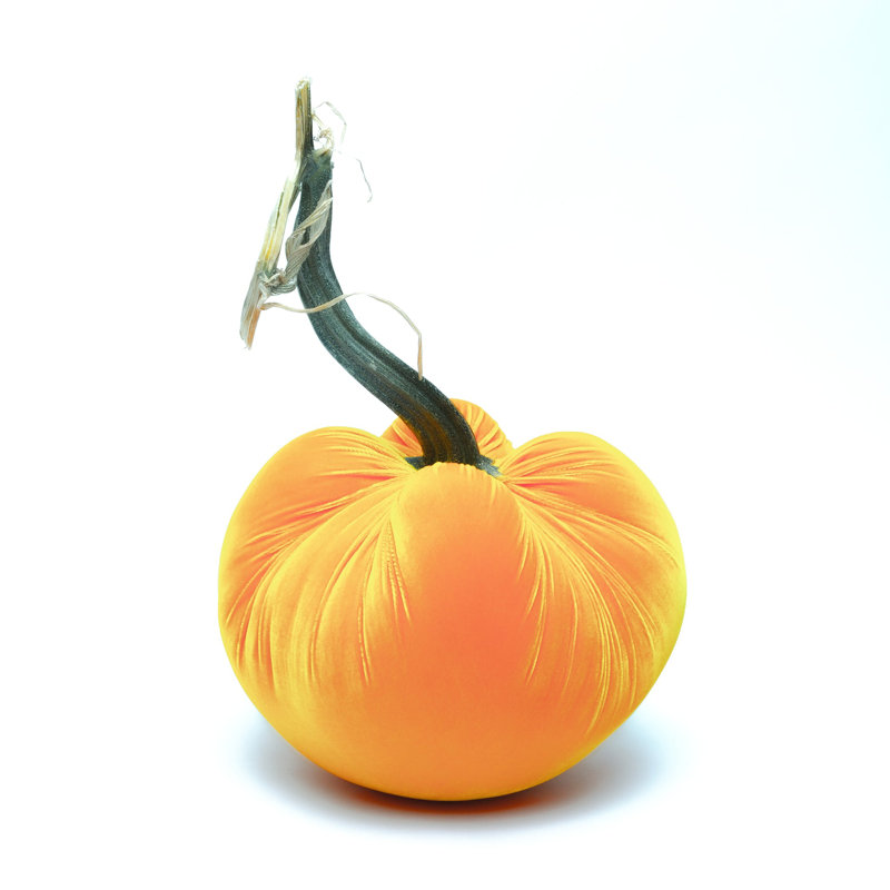 Carrot Silk Velvet Pumpkin, 13" H x 11" W x 11" D