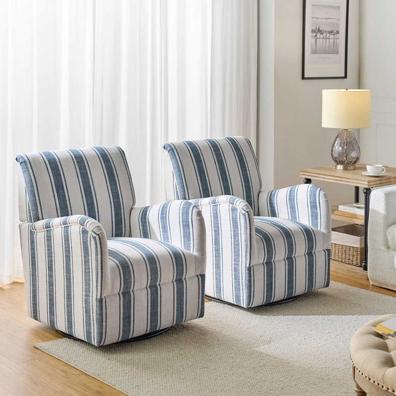Arching 28" Wide Swivel Armchair (Set of 2), Navy