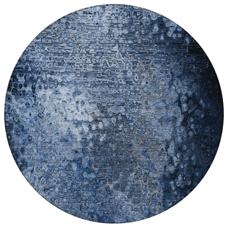 Tapis d'intérieur rond 8 po rond bleu antidérapant lavable