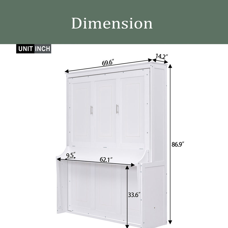 Lit avec rangement Graycee, Blanc