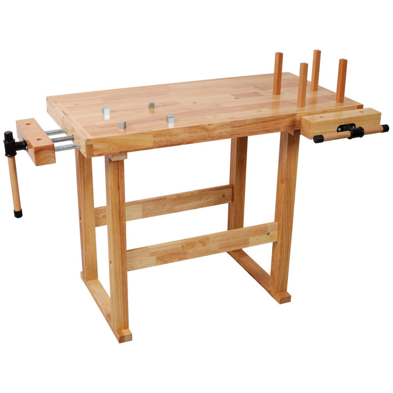 Banc de travail en bois 40 po, banc de travail du bois robuste avec poignée réglable, banc de travail du bois avec rangement pour garage