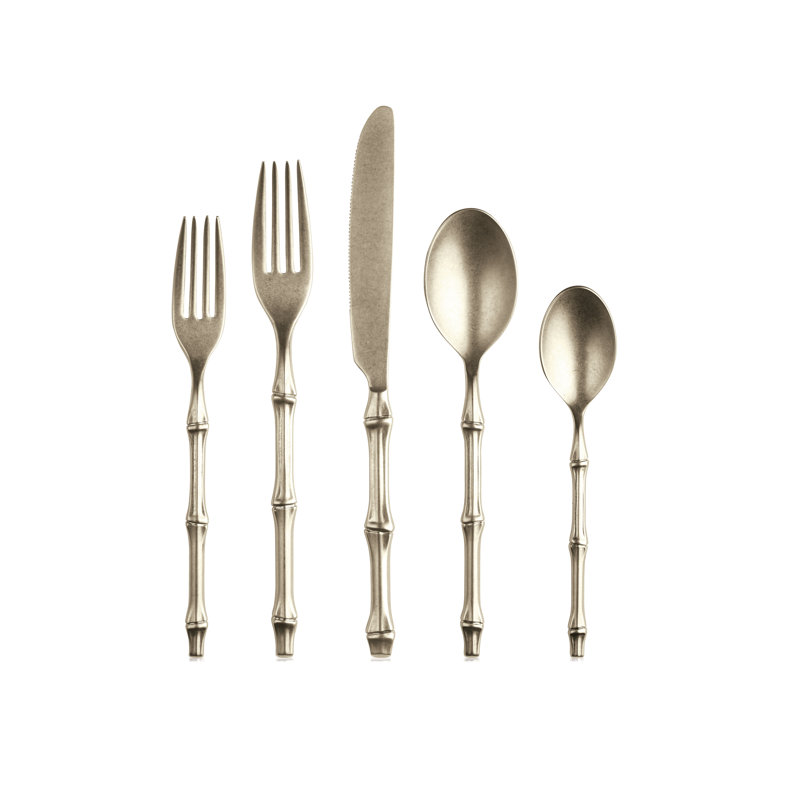 Bali Flatware Set - 20 Pieces, Pewter Champagne