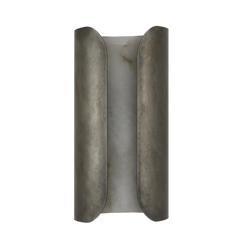 Anne-Marie Barton Armise 18" Sconce with Alabaster, 14" H x 7" W x 7.75" D, Mottled Pewter