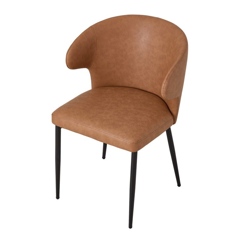 49 cm H Upholstered Faux Leather Wing Back Accent in Brown