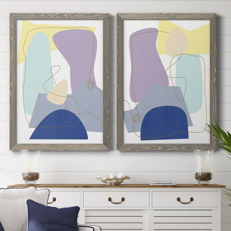 «Luminous Bay I», ensemble de 2 reproductions d'art sur toiles, H 43,5 po x l 31,5 po x P 1 po, Toile avec cadre gris