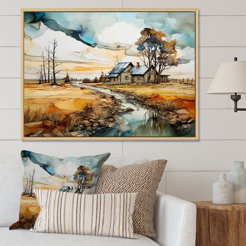 Tarquility in the Countryside IV - Imprimé, Cadre flottant blanc, H 30 po x l 40 po x P 1,5 po