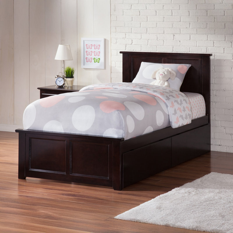 Lit plateforme avec rangement sous le lit Amear, Espresso, Simple TG