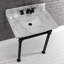 Lavabo console en marbre Carrara 30 pouces avec pieds en acier inoxydable Kingston Monarch Kingston (8 pouces, 3 trous)-51154826