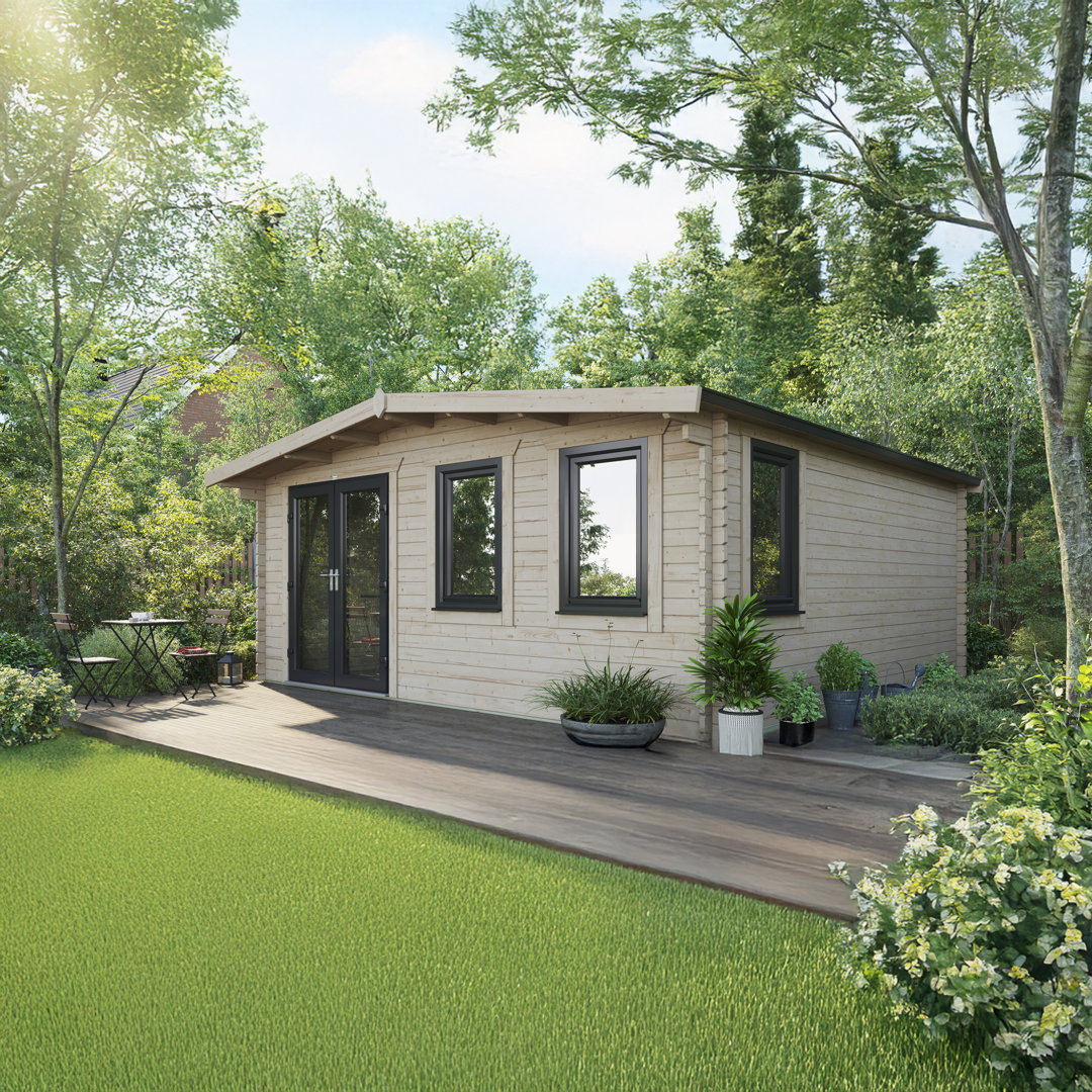 Powersheds 18 x 18ft Chalet Log Cabin, Doors to the Left - 44mm