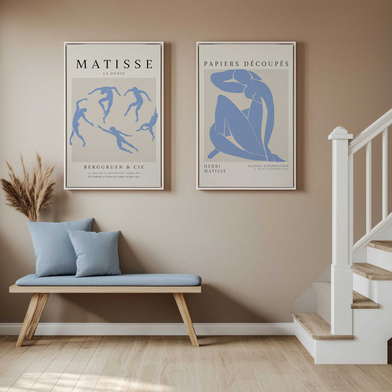 Ensemble de 2 Matisse La Danse et Blue Nude, Cadre américain en érable flottant, H 19 po x l 26 po
