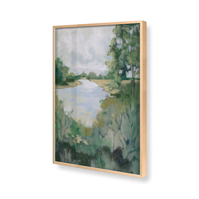Peaceful Riverside View I Print, H 17 po x l 13 po, Érable brut