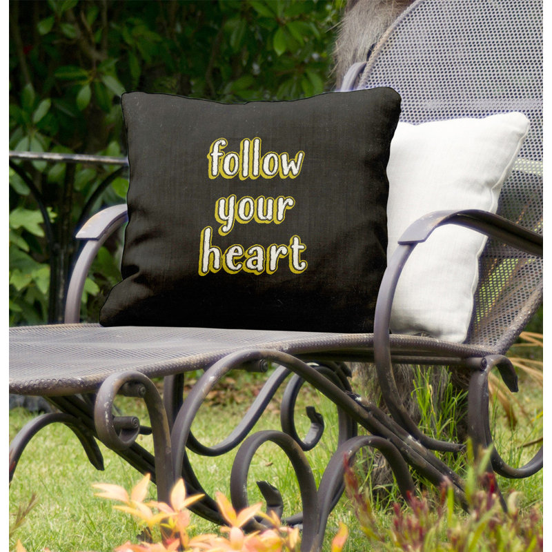 Coussin décoratif intérieur/extérieur de votre coeur, 16 po x 16 po, Rouge