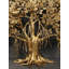 Arbre en laiton de 27,7 po avec oiseaux perchés et support à racines - Sculpture d'arbre de vie faite à la main pour le salon