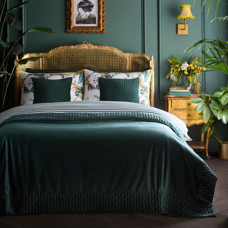 Laurence Llewelyn-Bowen Siena Bedspread Spice, Bottle Green