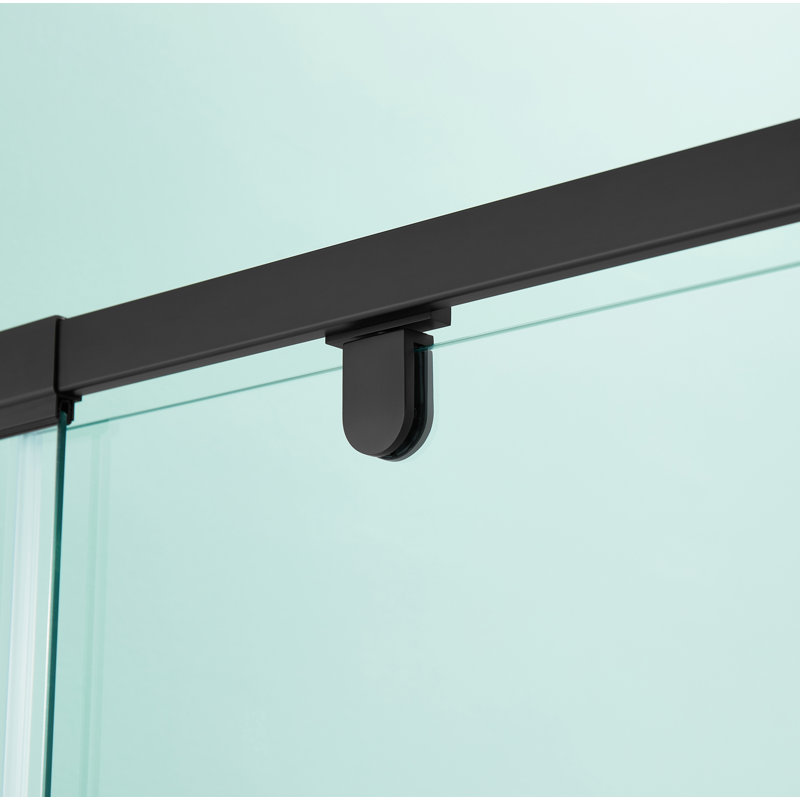 36 in.W - 72 in.H Pivot Shower Door with Clear Glass and Stainless Steel Handle, Matte Black