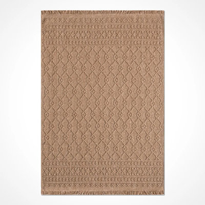 Tapis brun en polypropylène antidérapant Seldon résistant aux taches et facile à nettoyer
