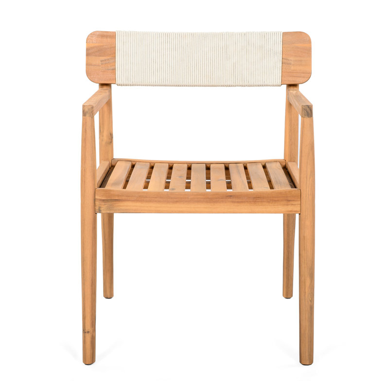 4 chaises de patio en bois à l'apparence cordée résistante aux intempéries et nécessitant peu d'entretien, Blanc / sarcelle