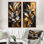 Golden Dahlia Petal I géométrique - Collection de 2 panneaux muraux floraux
