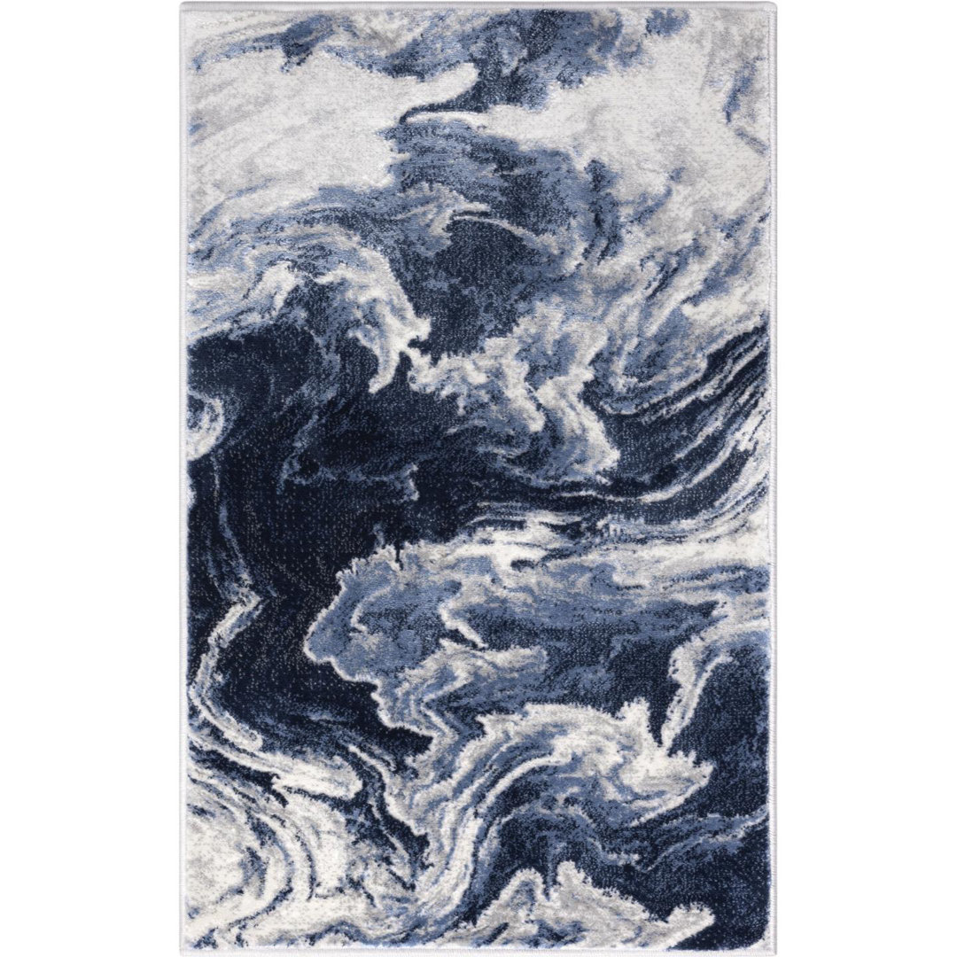 Jacleen Abstract Machine Woven Polypropylene Area Rug in Blue Wrought Studio™ Rug 