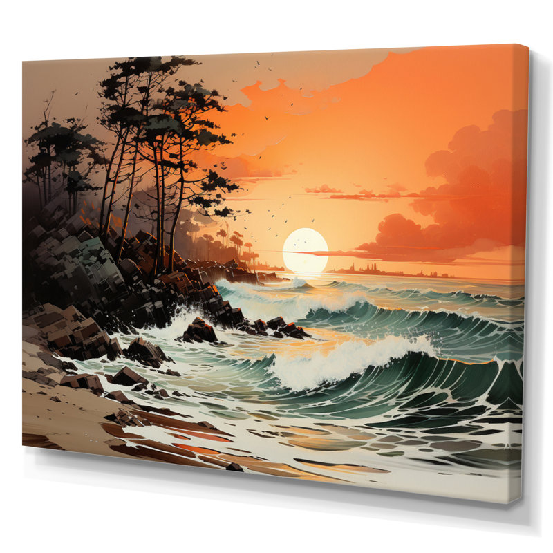 Beach Silhouettes In The II, Toile tendue, H 12 po x l 20 po x P 1 po