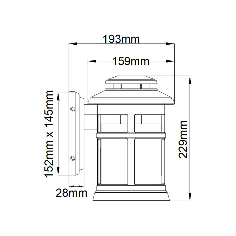 Camberlie Outdoor Wall Lantern, 22.9cm H x 15.9cm W x 19.3cm D, Silver