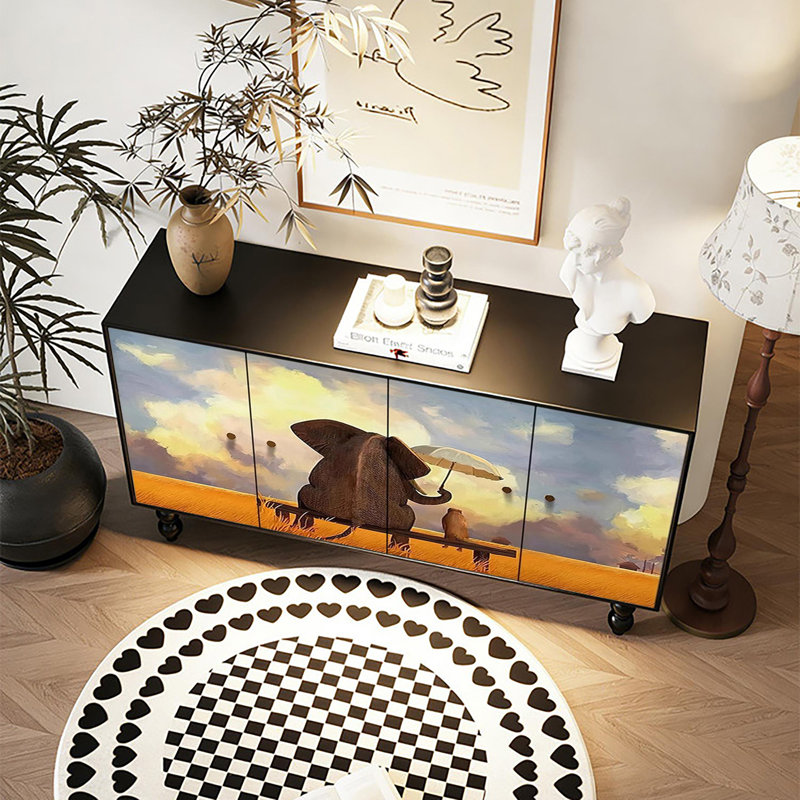Light luxury French retro art sideboard cabinet