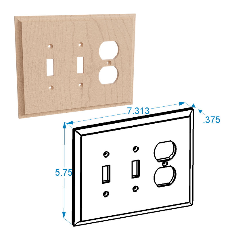 Double Switch And Outlet Combo - Red Oak, Walnut