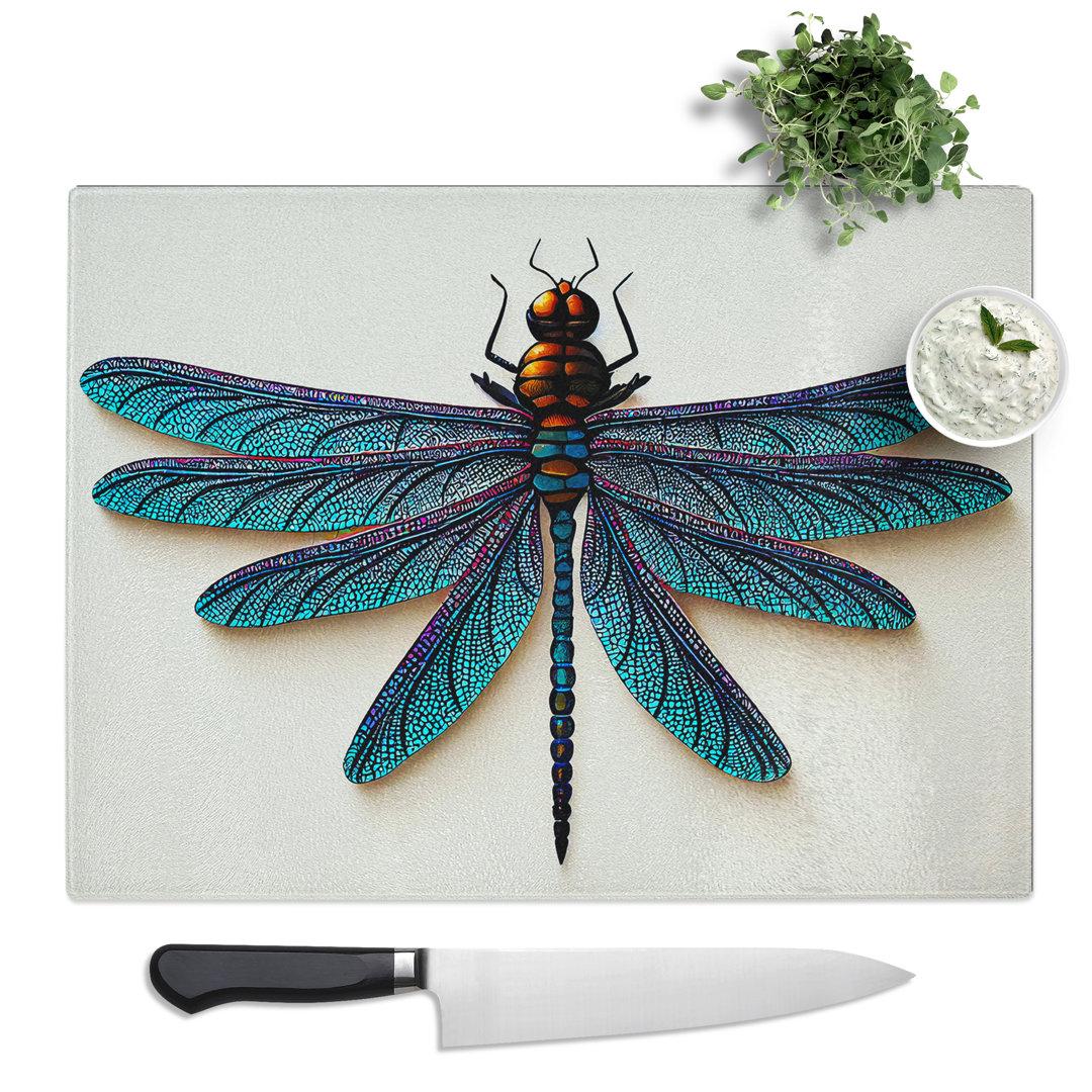Modern Dragonfly  Glass Chopping Board