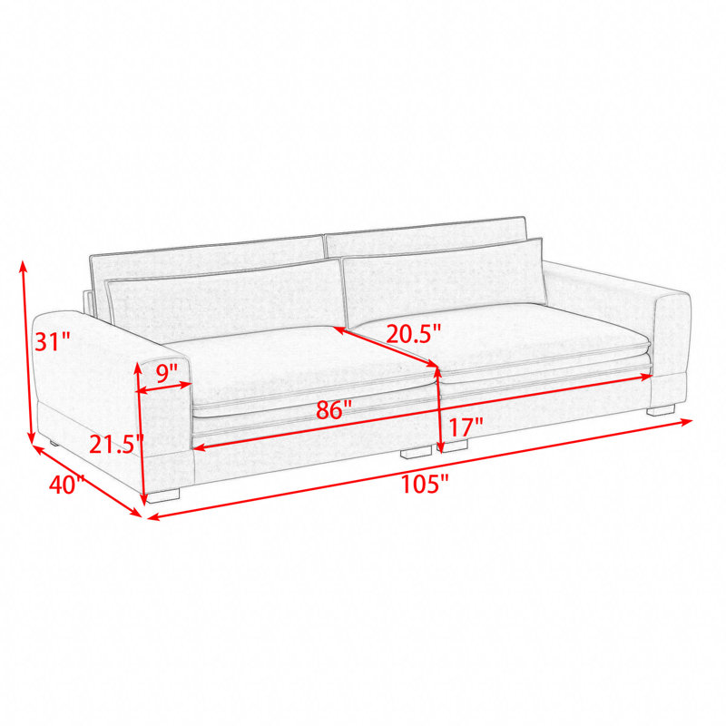 Angelamarie Upholstered Sofa Couch with 2 Lumbar Pillows, Modern Loveseat Sofa for Living Room, Beige Fabric