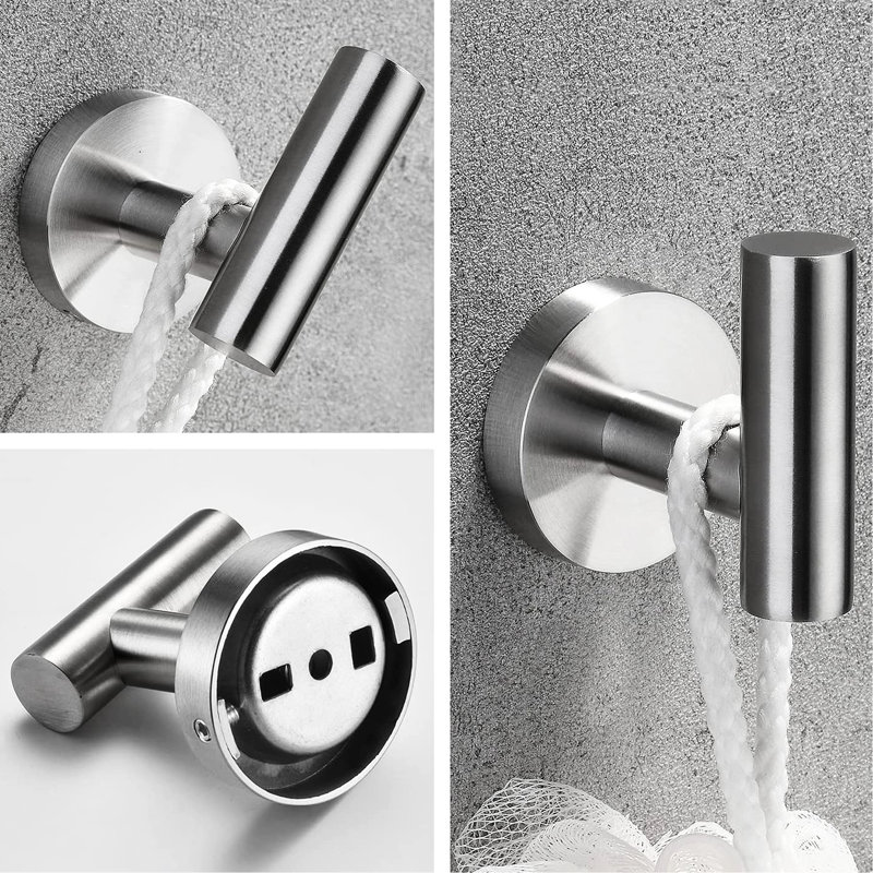 Sus304 Stainless Steel Bathroom Hardware 3, Brushed Nickel, Strong Bath Shower Fixtures (Robe Hook, Toilet Paper Holder, Towel Bar Components (Toilet Bar, Robe Hook