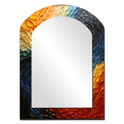 Teal orange Op Art Rhythmic Illusion I - miroir mural arqué Op Art