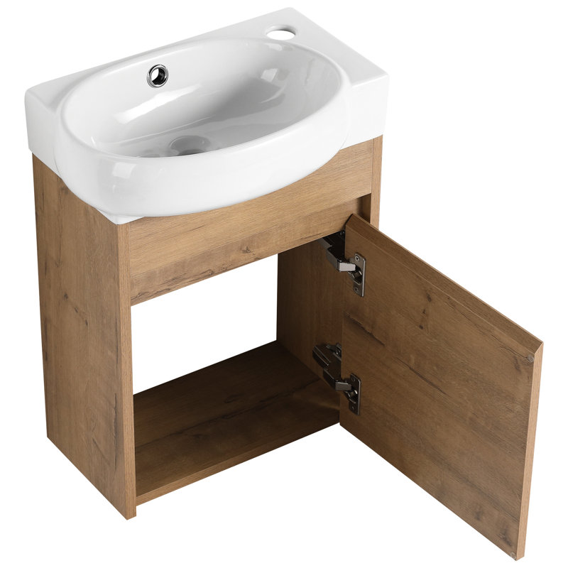 Meuble-lavabo pour salle de bain 16 po - Portes murales compactes à fermeture en douceur pour petites salles de bain