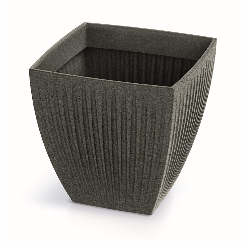 Latia 18.5" Square Plastic Flower Planter Pot – Lightweight, Crack-Resistant, Indoor/Outdoor, Granite Graphite