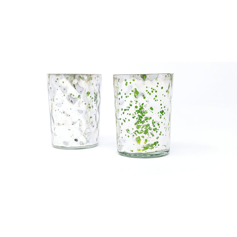 Porte-votive en verre tacheté, Vert foncé