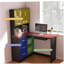 Bureau d'ordinateur avec armoires en verre et lumières DEL intégrées, bureau de coin en L avec ports de chargement USB, plateau à clavier, conception ergonomique pour les espaces de travail à domicile et en entreprise (noir)-661557068