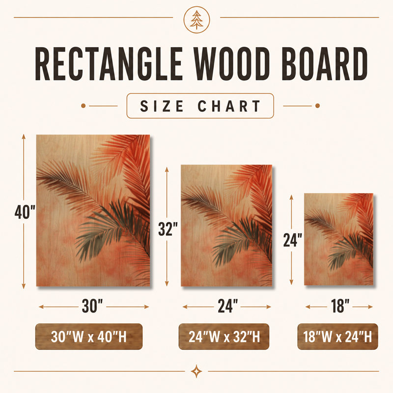 Terracotta Palm Vibes II - impression d'art mural en bois botanique, 32" H x 24" W, Rectangle