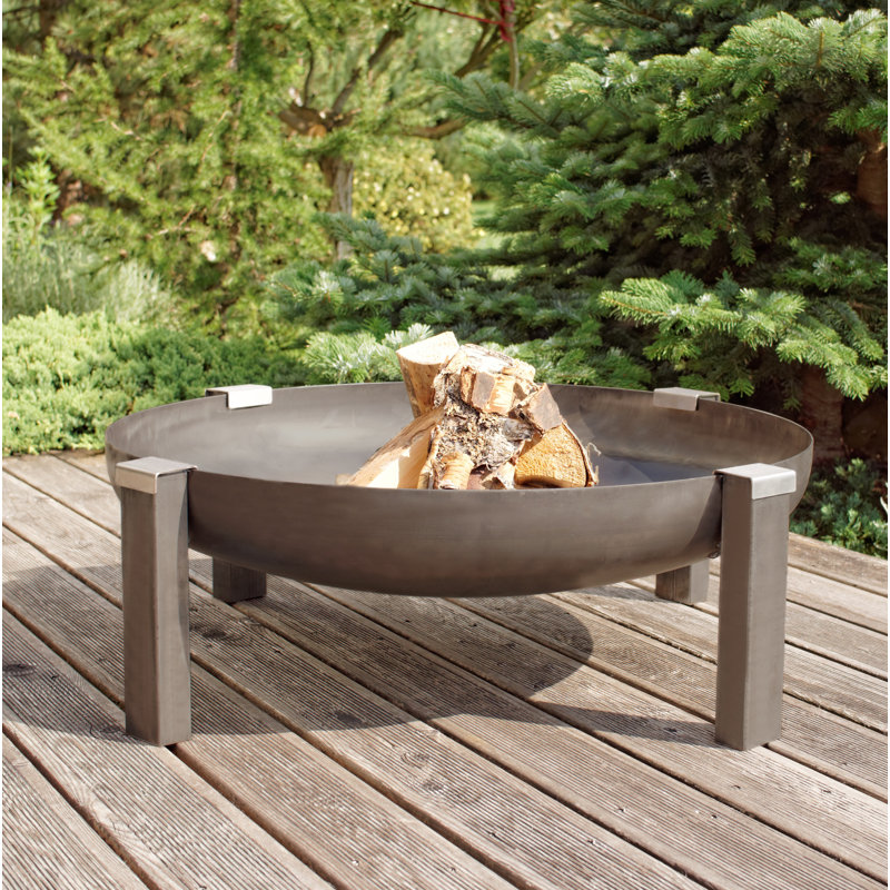 Redwood Round Steel Wood Burning Smokeless Fire Pit, 34.5