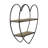 Elise Heart-Shaped Metal and Wood Wall Shelf with Iron Frame and Plywood Shelves, Decorative Hanging Storage with Sturdy Design for Functional Display-212130917