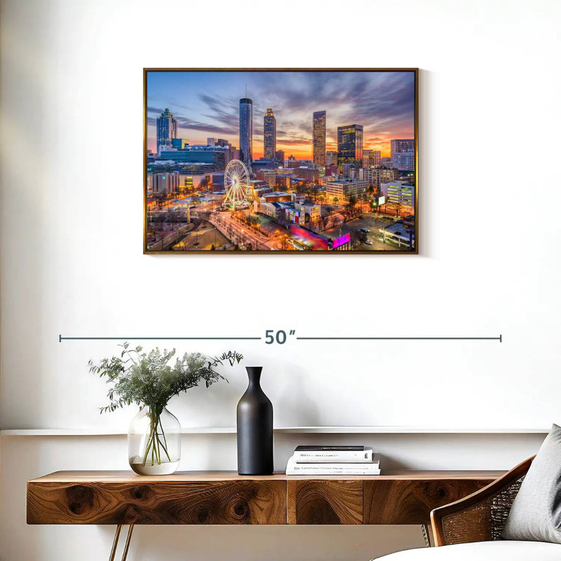 Atlanta Twilight Sky, Cadre flottant doré, 31 po x 21 po