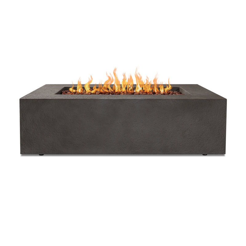BALTIC Concrete Fire Pit Table with Lid, Glacier Gray, Propane, 15.75" H x 50.5" W x 32.5" D